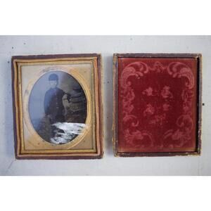 Antique Victorian Tintype Photograph in Decorative Case